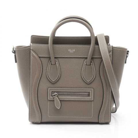 CELINE Luggage Nano Shopper 單肩斜背手提包，棕色皮革，二手女款