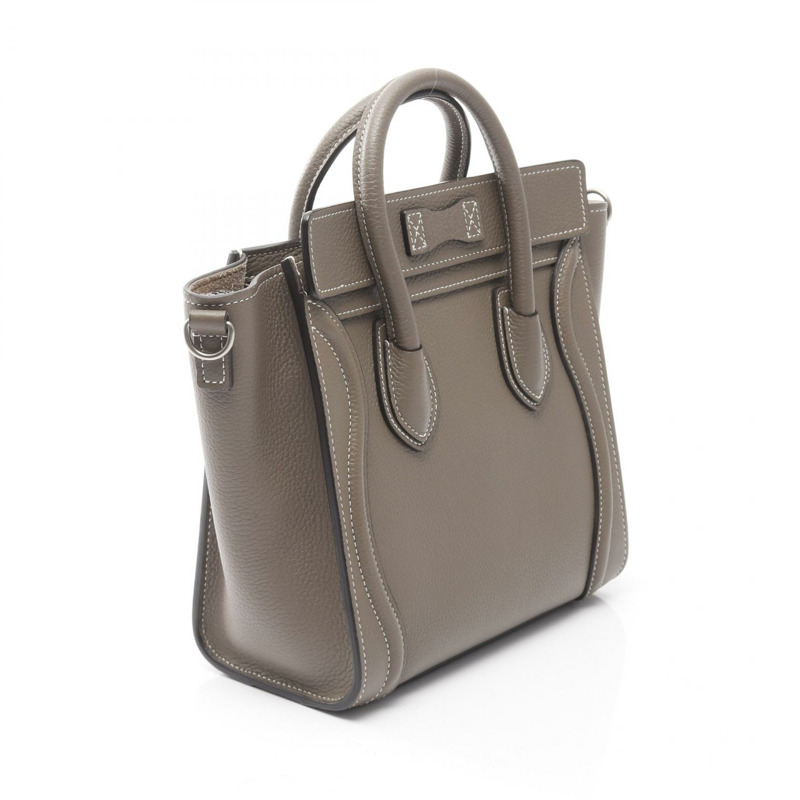 CELINE Luggage Nano Shopper 單肩斜背手提包,棕色皮革,二手女款-1