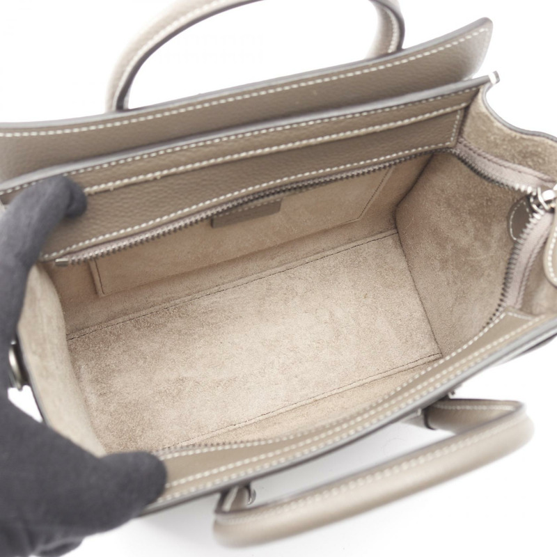 CELINE Luggage Nano Shopper 單肩斜背手提包,棕色皮革,二手女款-2