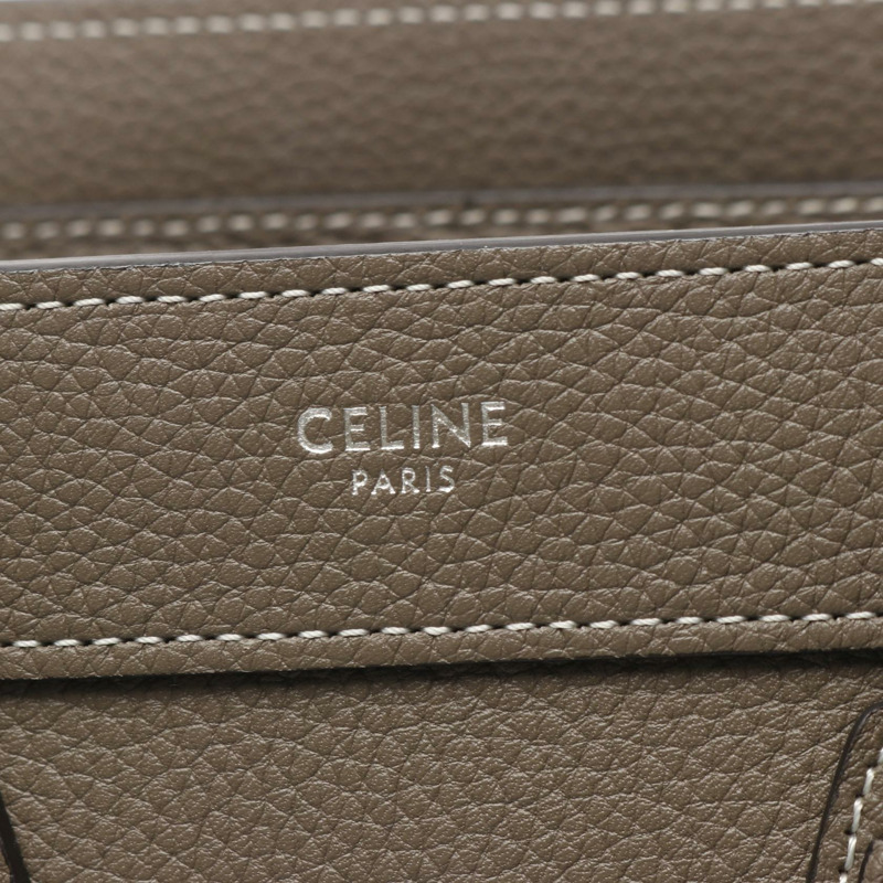 CELINE Luggage Nano Shopper 單肩斜背手提包,棕色皮革,二手女款-3