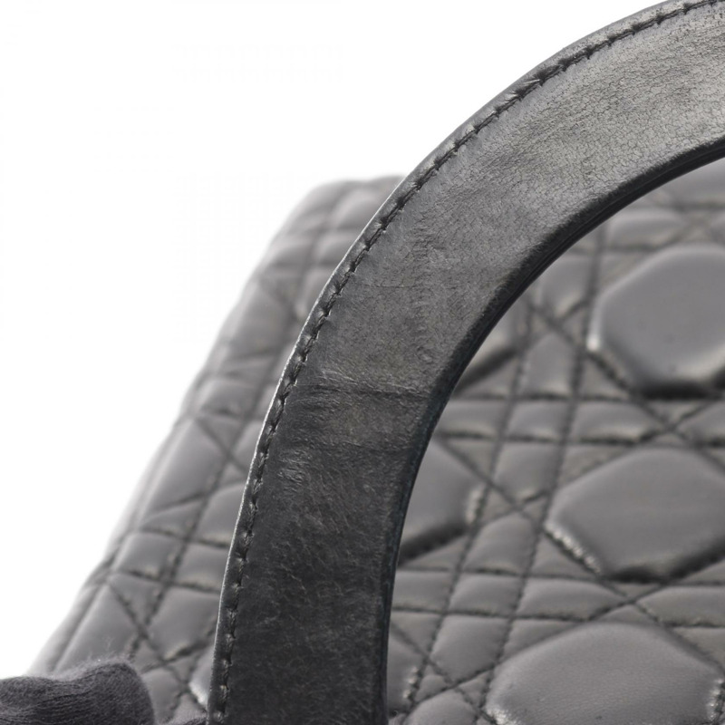 Christian Dior LADY DIOR Cannage 2Way 肩背手提包,黑色皮革,二手 CD-7