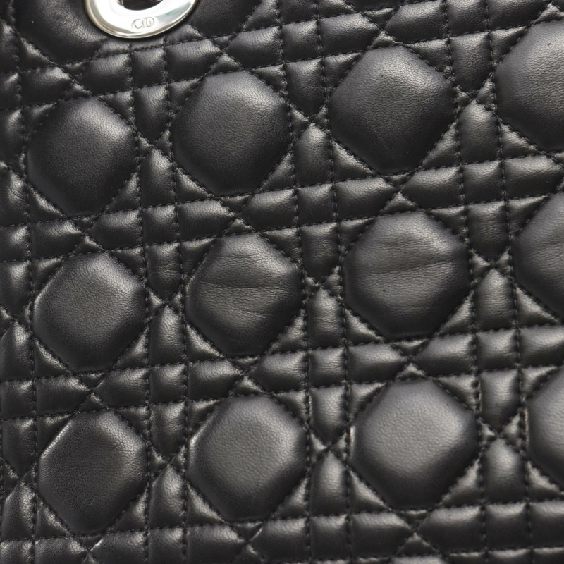 Christian Dior LADY DIOR Cannage 2Way 肩背手提包,黑色皮革,二手 CD-9