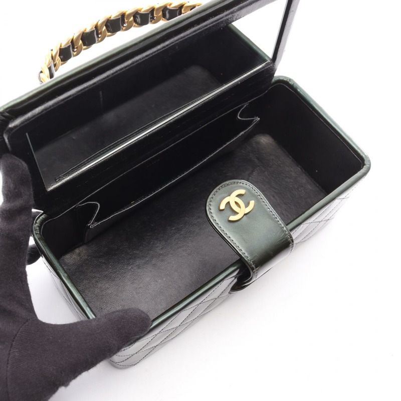 香奈兒 Matelasse 手提包,漆皮,綠色,金色五金,二手,女士-2