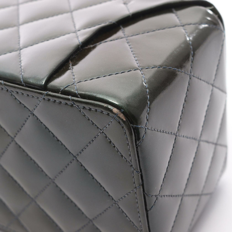 香奈兒 Matelasse 手提包,漆皮,綠色,金色五金,二手,女士-10