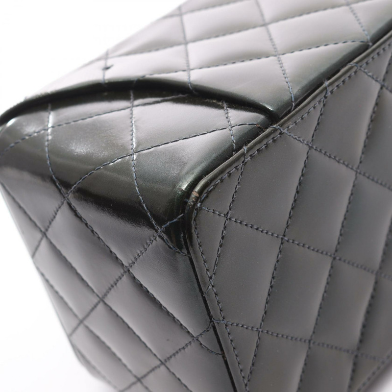 香奈兒 Matelasse 手提包,漆皮,綠色,金色五金,二手,女士-11