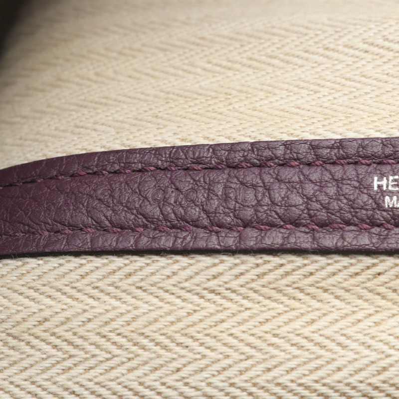 愛馬仕 Garden Party PM 手提包，Negonda 皮革，紫色黑醋栗色，二手，女士 D SHW-4