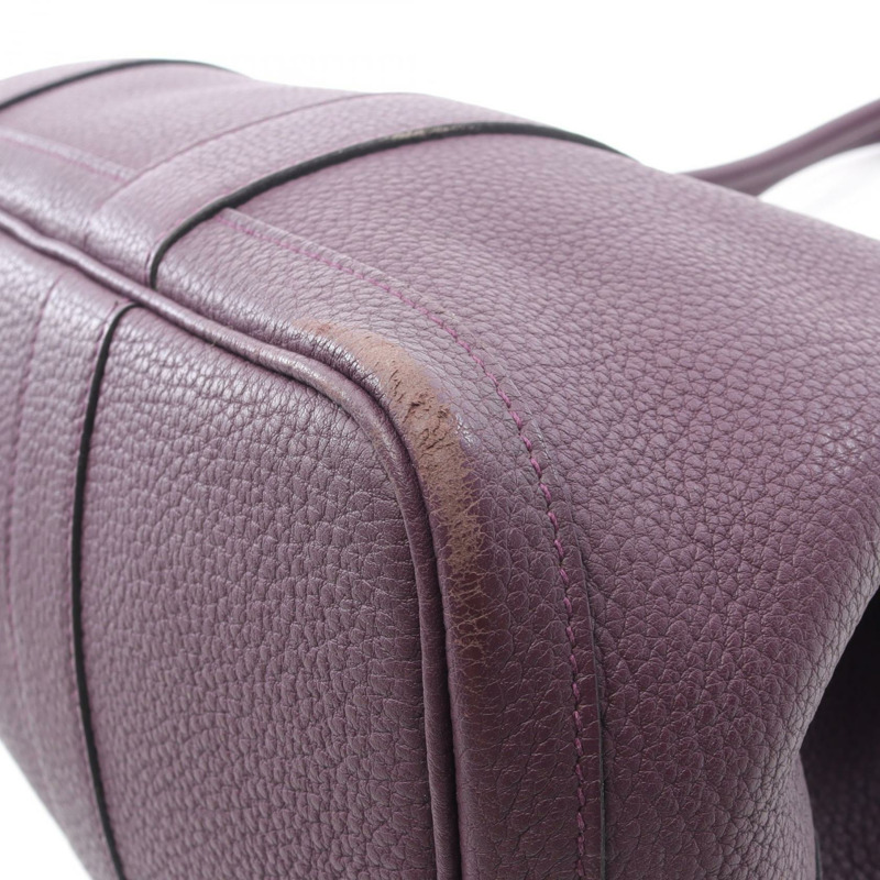 愛馬仕 Garden Party PM 手提包，Negonda 皮革，紫色黑醋栗色，二手，女士 D SHW-5