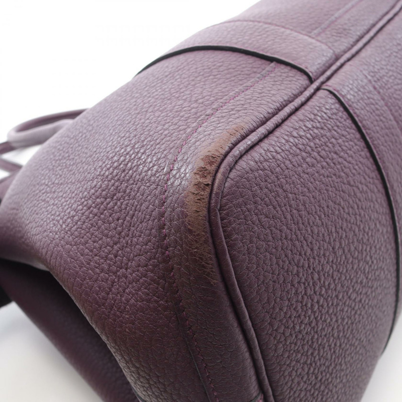 愛馬仕 Garden Party PM 手提包，Negonda 皮革，紫色黑醋栗色，二手，女士 D SHW-6