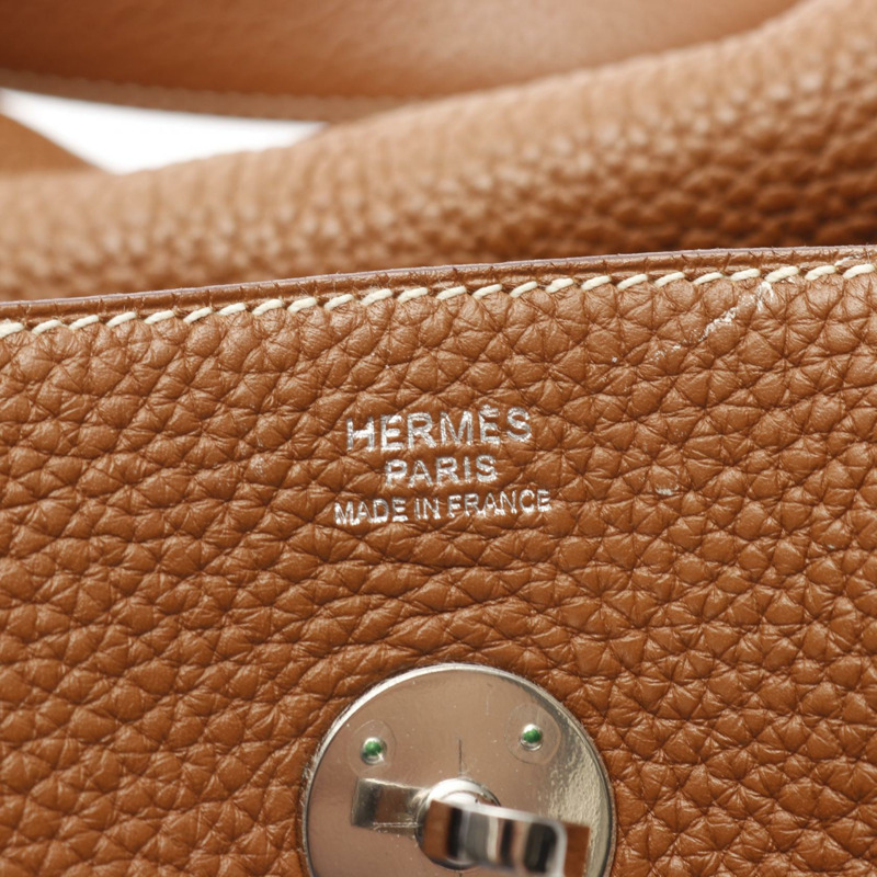 愛馬仕 Lindy 30 單肩手提包,Clemence 皮革,棕色,二手,女士,帶五金配件。-3