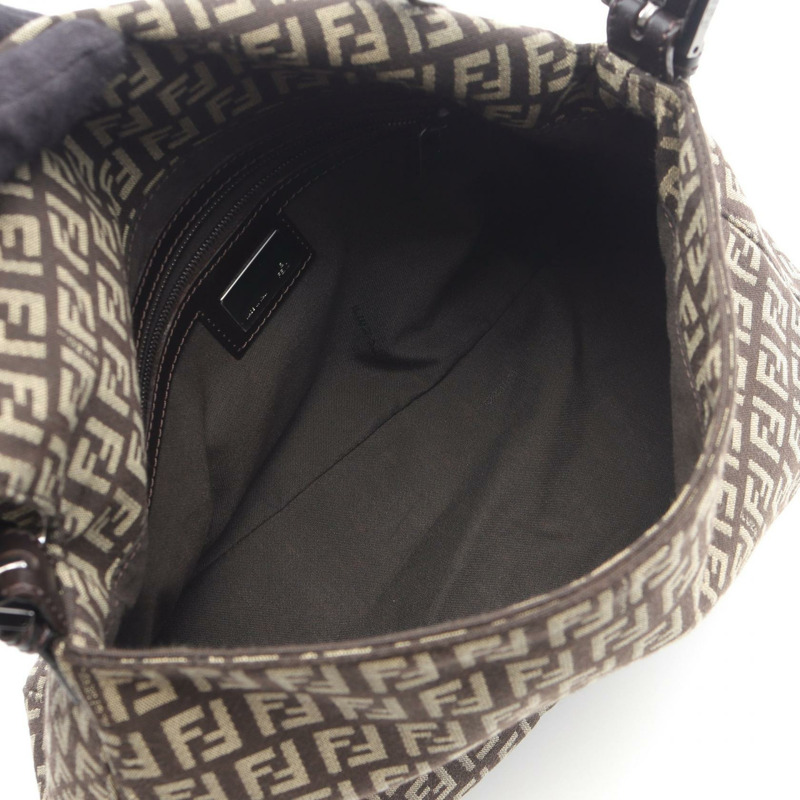 FENDI Mamma 水桶包 Zucchino 單肩包 8BR001 帆布皮革 棕色 米色 二手-2