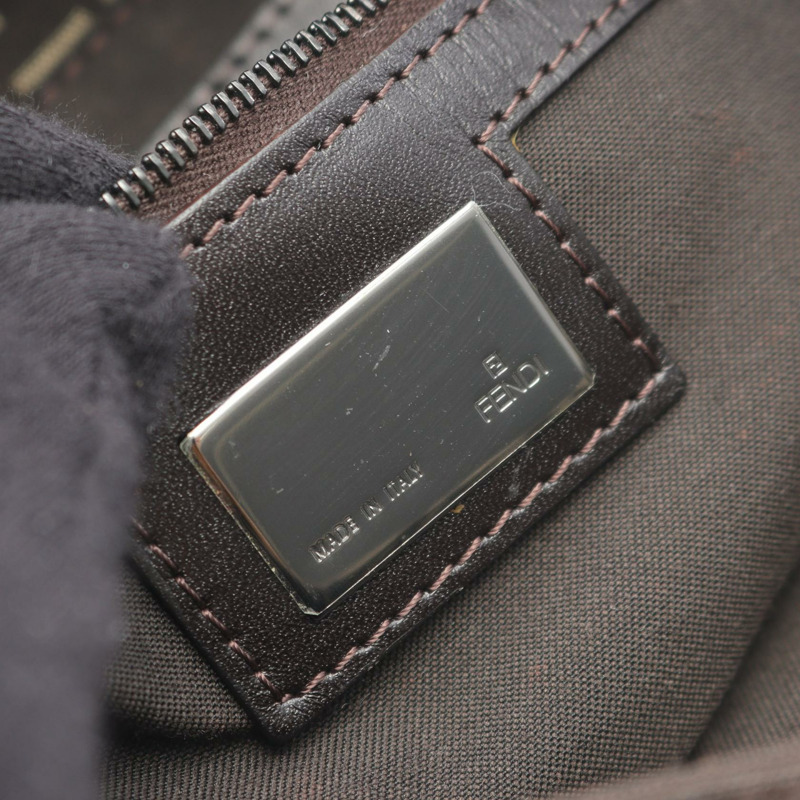 FENDI Mamma 水桶包 Zucchino 單肩包 8BR001 帆布皮革 棕色 米色 二手-3