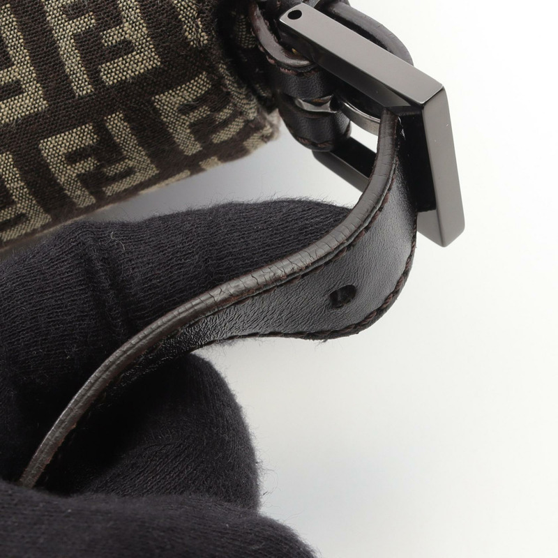 FENDI Mamma 水桶包 Zucchino 單肩包 8BR001 帆布皮革 棕色 米色 二手-6