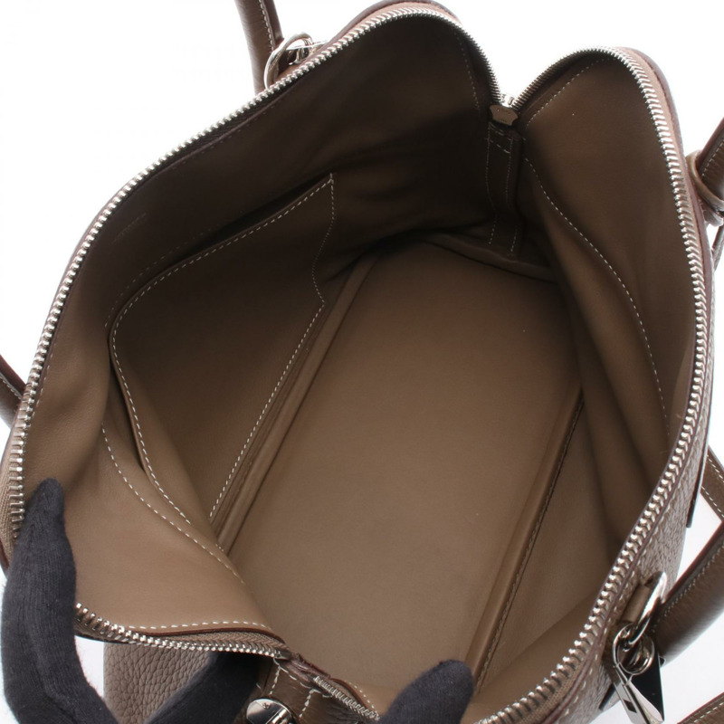 愛馬仕 Bolide31 肩背包,Clemence 皮革,棕色,二手,女士,帶五金配件-2