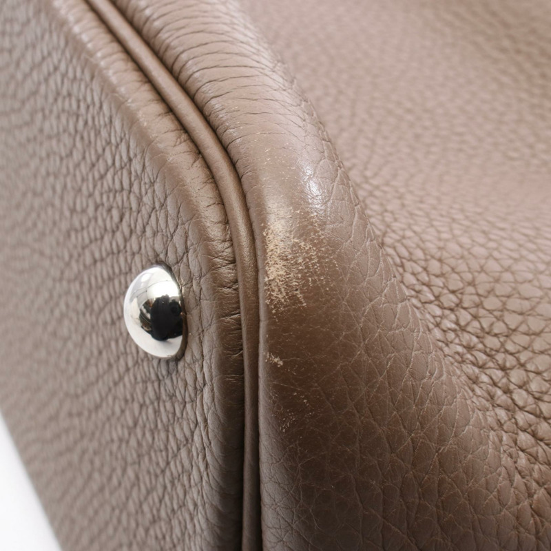 愛馬仕 Bolide31 肩背包,Clemence 皮革,棕色,二手,女士,帶五金配件-6