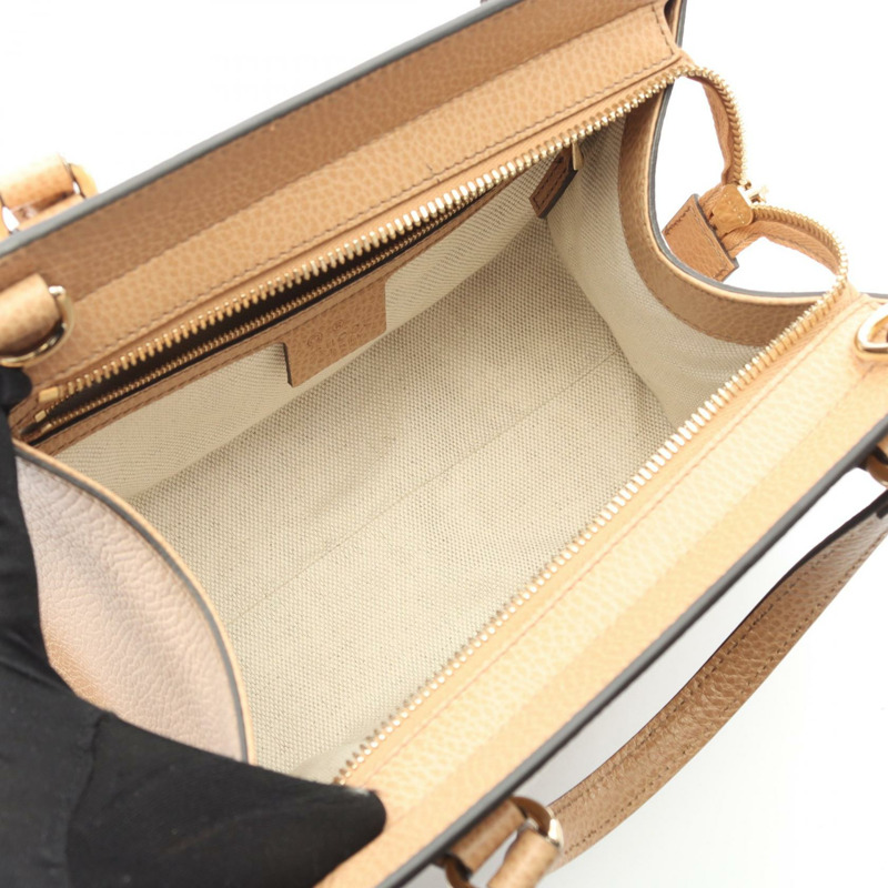 GUCCI Soho Interlocking G 肩背斜背包 607722 皮革 米色 二手-2