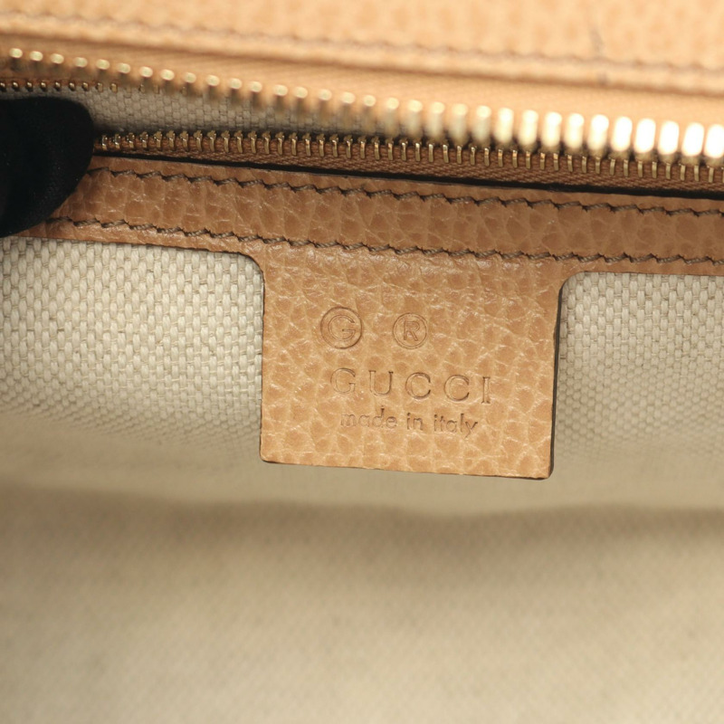 GUCCI Soho Interlocking G 肩背斜背包 607722 皮革 米色 二手-3