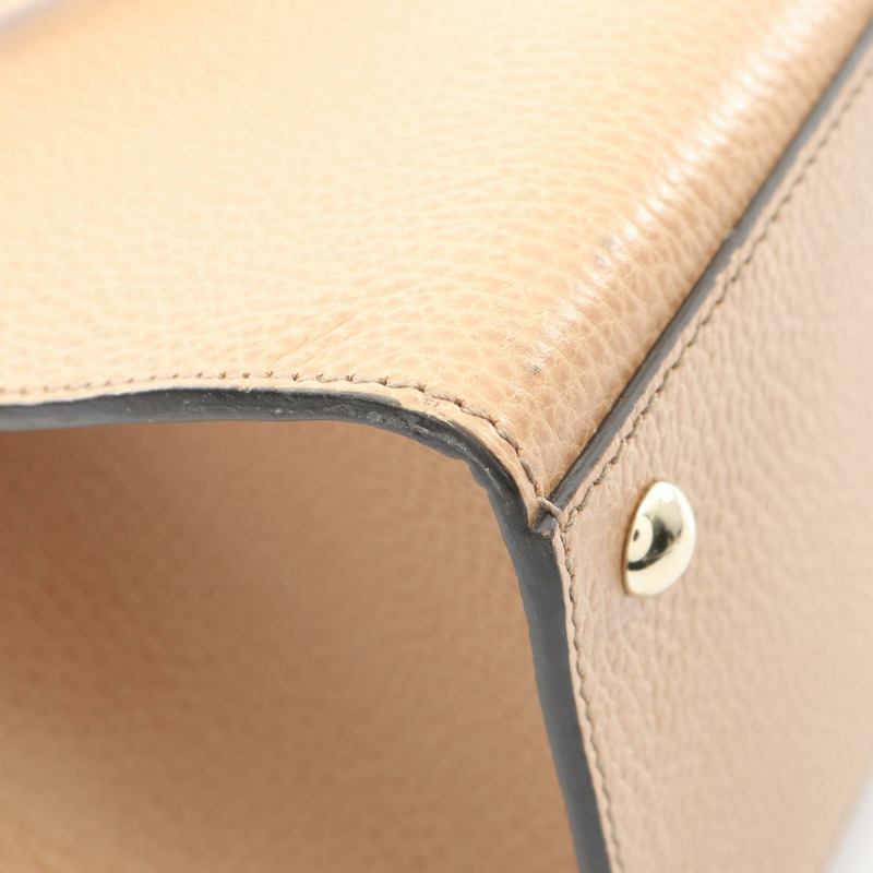 GUCCI Soho Interlocking G 肩背斜背包 607722 皮革 米色 二手-6