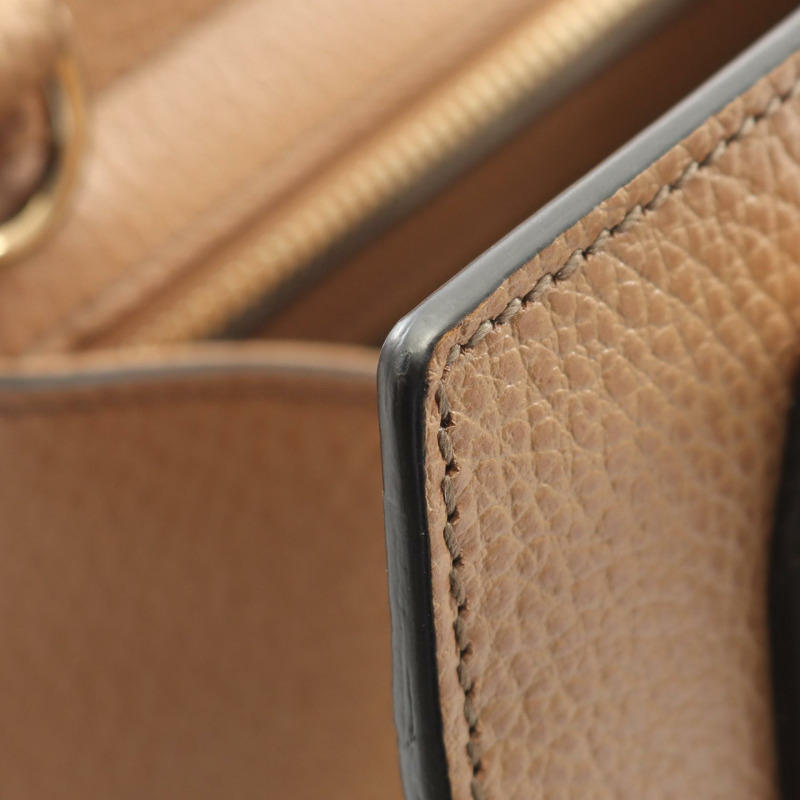 GUCCI Soho Interlocking G 肩背斜背包 607722 皮革 米色 二手-7