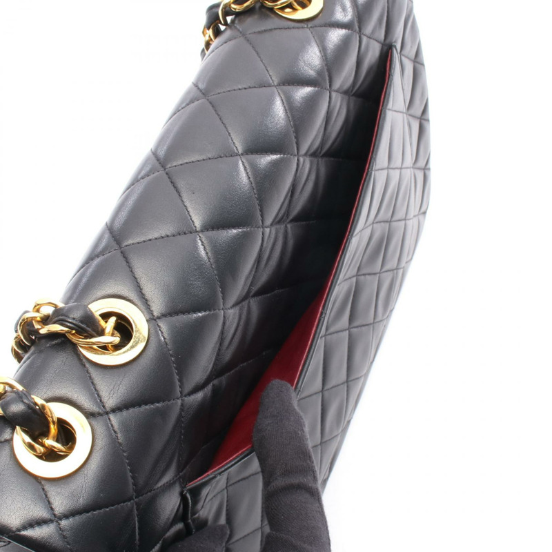 香奈兒 Jumbo Matelasse 34 鏈條肩背包 A01094 羊皮 黑色 二手 金色五金-5