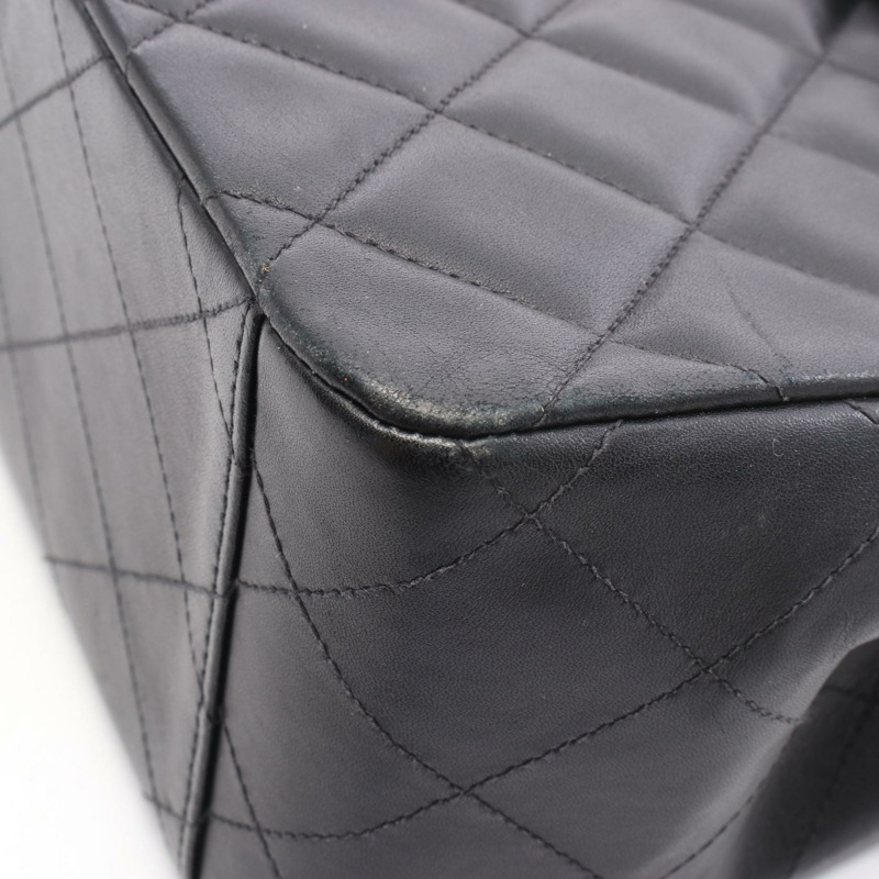 香奈兒 Jumbo Matelasse 34 鏈條肩背包 A01094 羊皮 黑色 二手 金色五金-11
