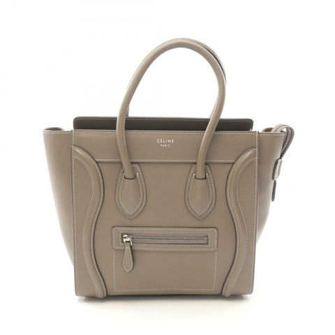 CELINE Luggage 迷你購物手提包，棕色皮革，二手女款