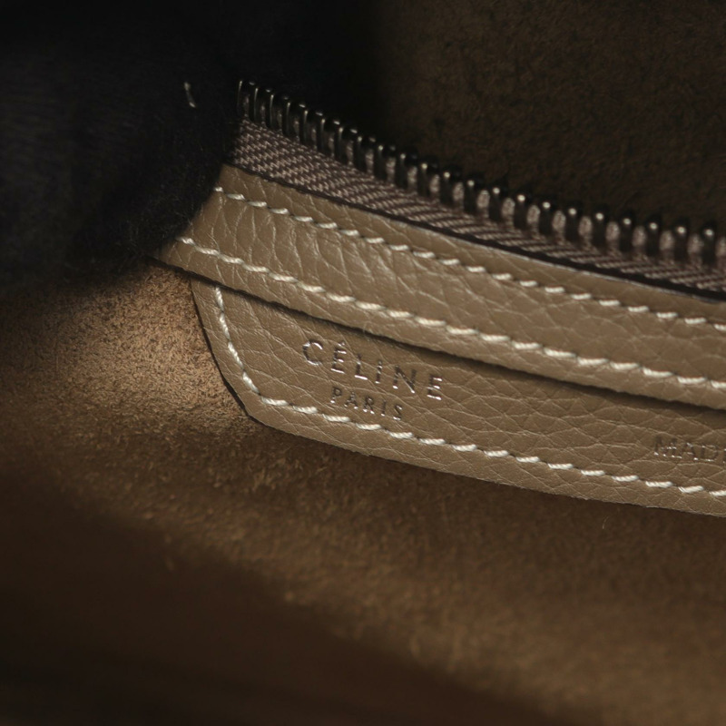 CELINE Luggage 迷你購物手提包,棕色皮革,二手女款-3