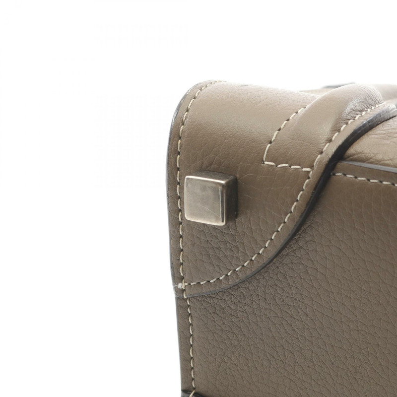 CELINE Luggage 迷你購物手提包,棕色皮革,二手女款-7