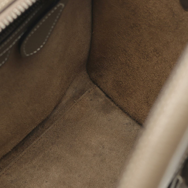 CELINE Luggage 迷你購物手提包,棕色皮革,二手女款-8