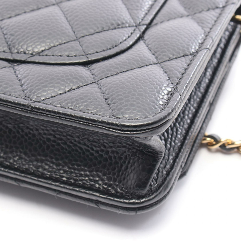 香奈兒 (CHANEL) 絎縫鏈條斜背單肩手提包 AP0250 黑色皮革 二手 金色五金-6