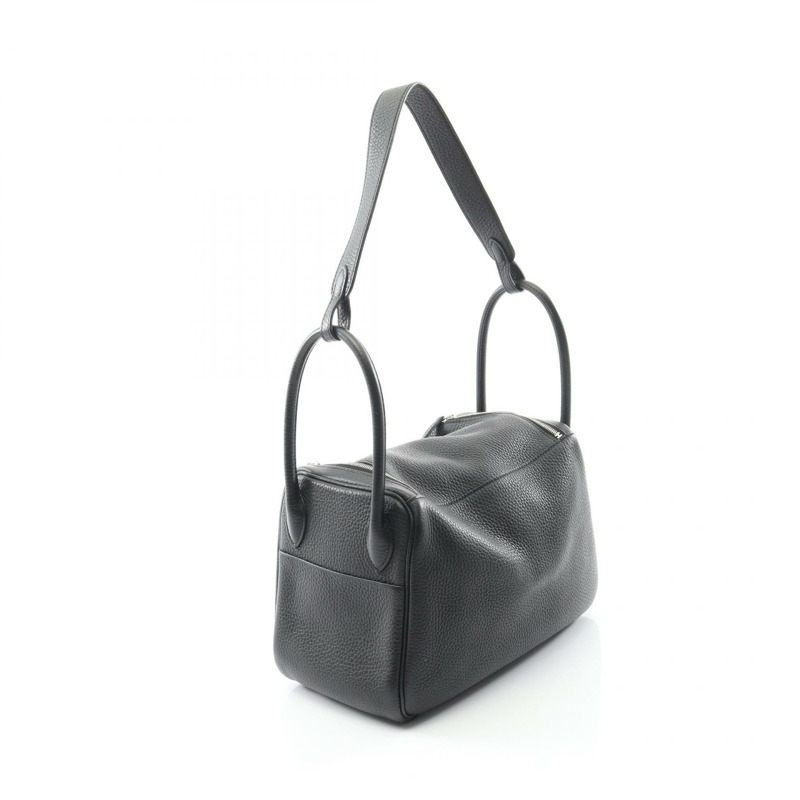 愛馬仕 Lindy 26 肩背包,Clemence 皮革,黑色,銀色五金,二手,女士款-1