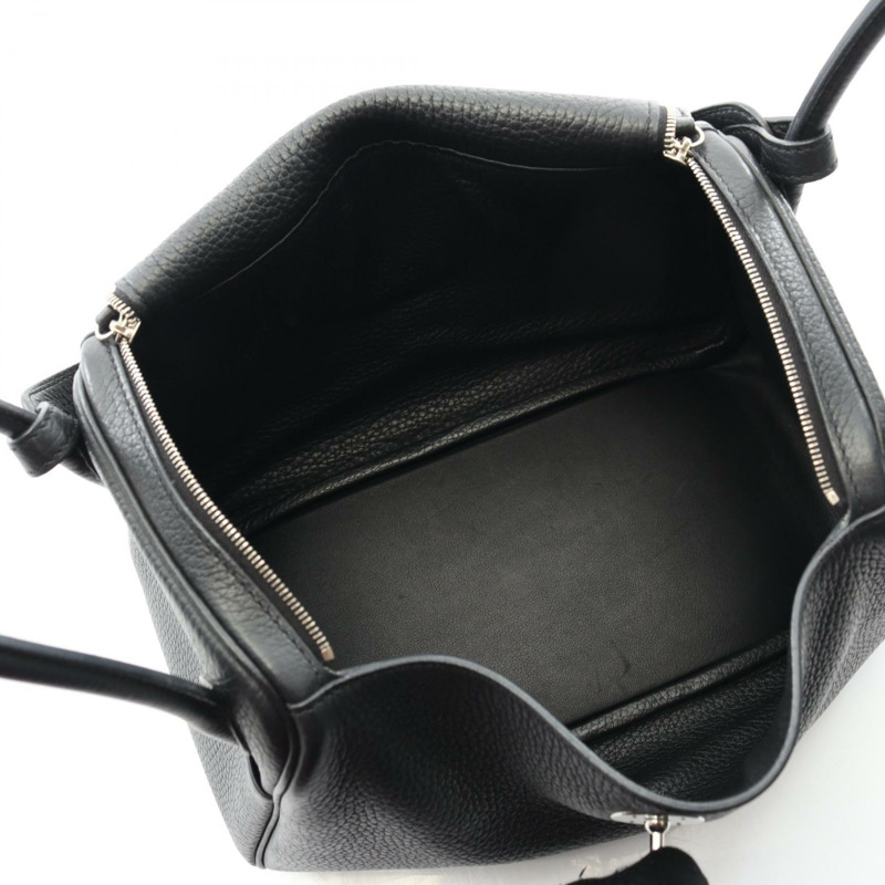 愛馬仕 Lindy 26 肩背包,Clemence 皮革,黑色,銀色五金,二手,女士款-2