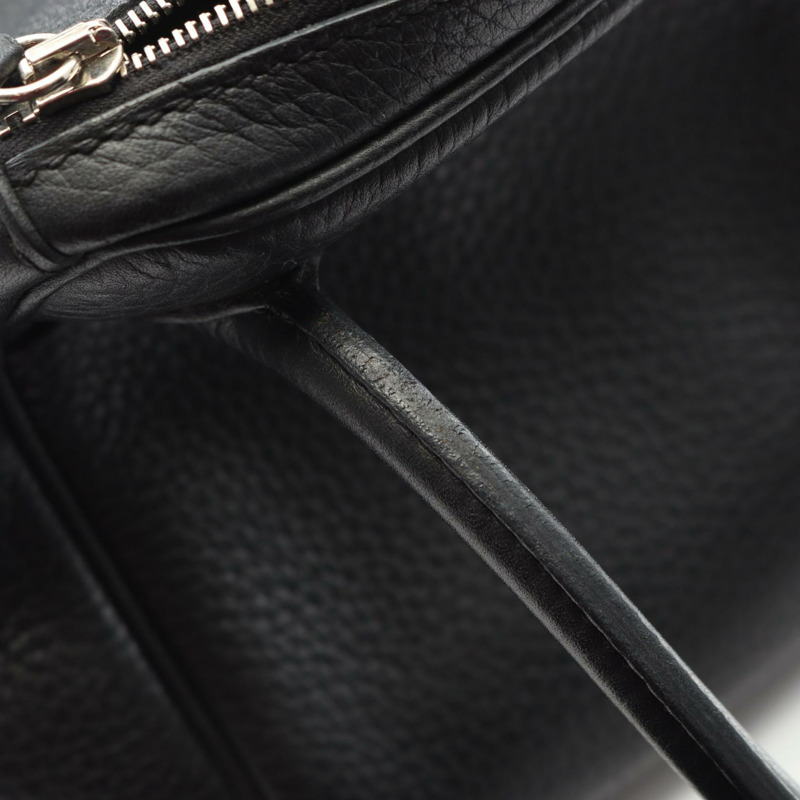 愛馬仕 Lindy 26 肩背包,Clemence 皮革,黑色,銀色五金,二手,女士款-8