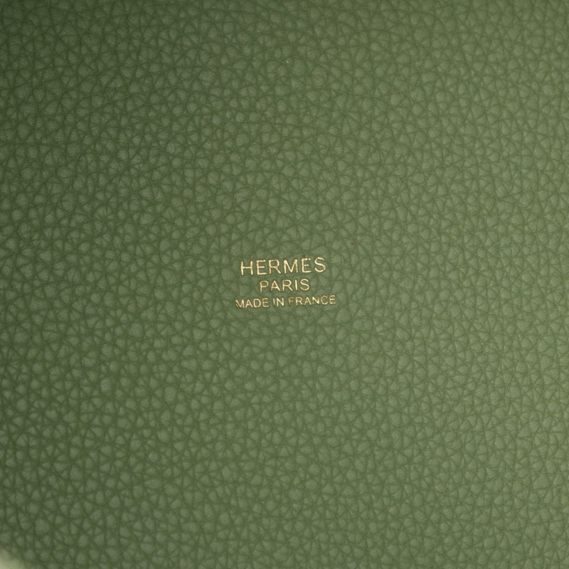 愛馬仕 Picotin Lock PM 手提包 Clemence 皮革 綠色 Vert criquet 二手 GHW Y-3