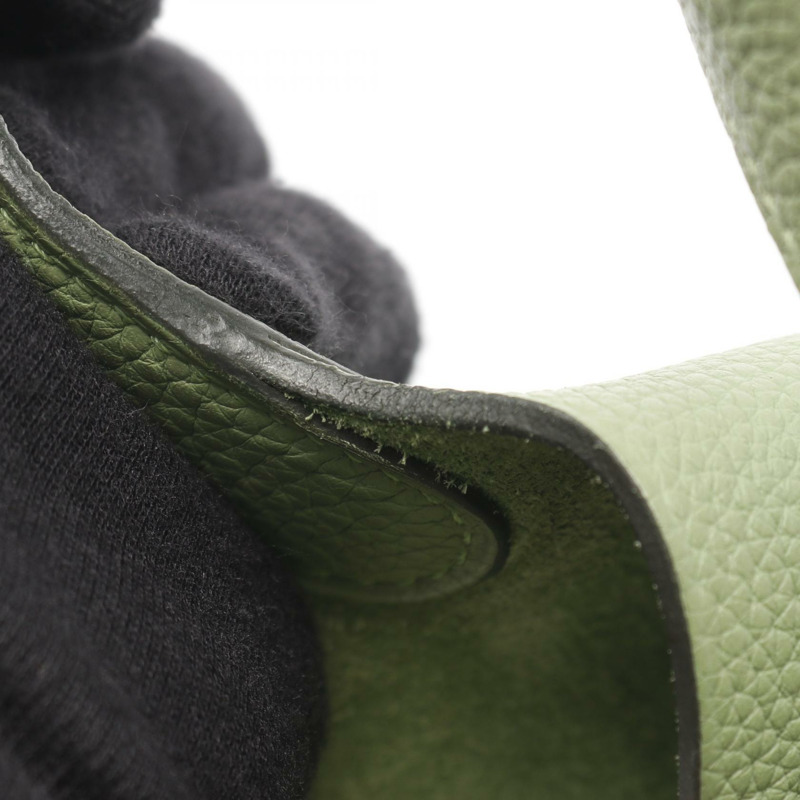 愛馬仕 Picotin Lock PM 手提包 Clemence 皮革 綠色 Vert criquet 二手 GHW Y-7