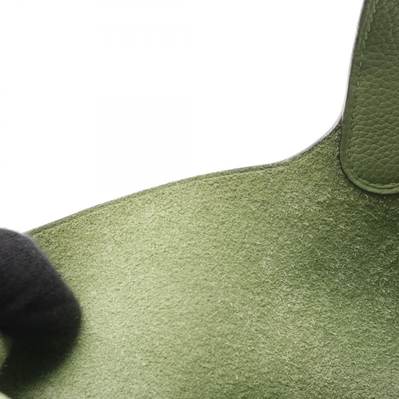 愛馬仕 Picotin Lock PM 手提包 Clemence 皮革 綠色 Vert criquet 二手 GHW Y-8