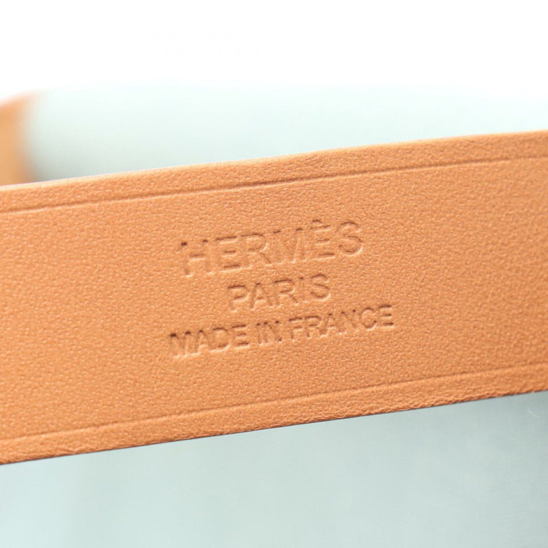 愛馬仕 Kabak PM 單肩托特包 R Toile Officier 皮革 綠色 Ciel 棕色 SHW-3