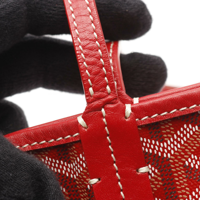 GOYARD Saint Louis PM 手提包 PVC塗層帆布皮革 紅色 多色 二手-4