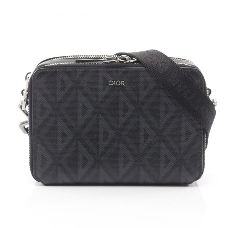 Christian Dior CD 鑽石斜背包 2ESBC119 帆布黑色-0