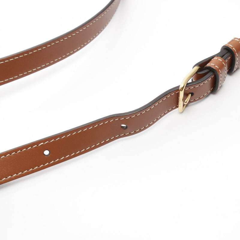 CELINE Folco 中型 Triomphe 單肩包,帆布皮革,黑色/棕色,二手女款-7