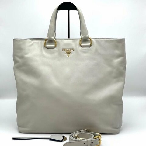 PRADA 金扣荔枝紋手提肩背包 44*35*11 98新