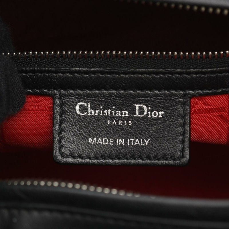 Christian Dior Lady Dior 大手提包,黑色真皮,二手女款,無肩帶-3