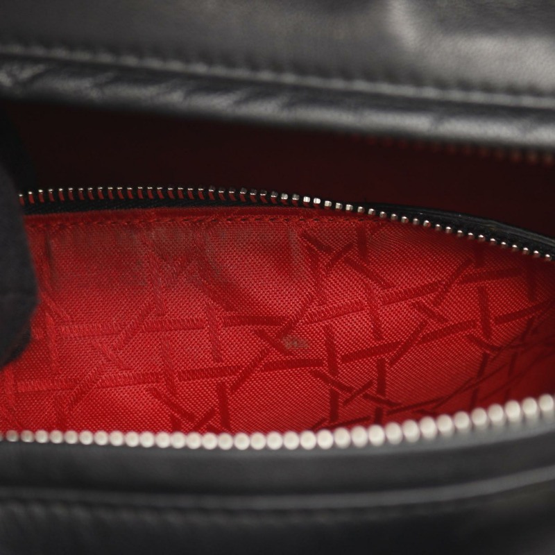 Christian Dior Lady Dior 大手提包,黑色真皮,二手女款,無肩帶-4