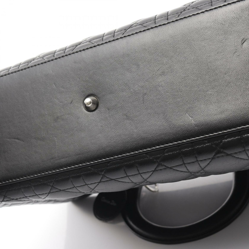 Christian Dior Lady Dior 大手提包,黑色真皮,二手女款,無肩帶-8