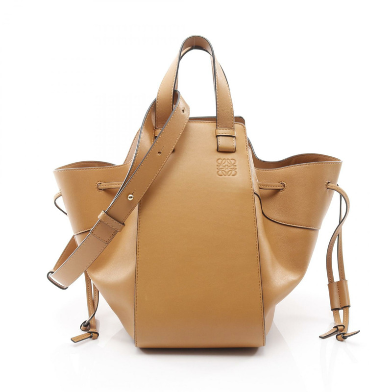 LOEWE Hammock Anagram 中型單肩包，棕色皮革，二手女款-0