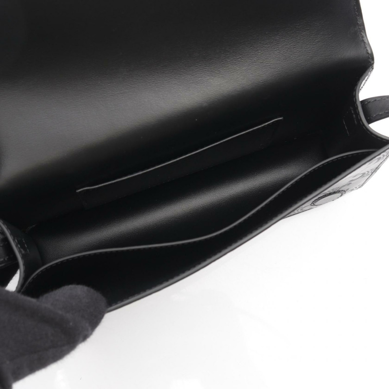 CELINE Triomphe Horizontal Sleeve Shoulder Bag Crossbody Leather Black Used-2