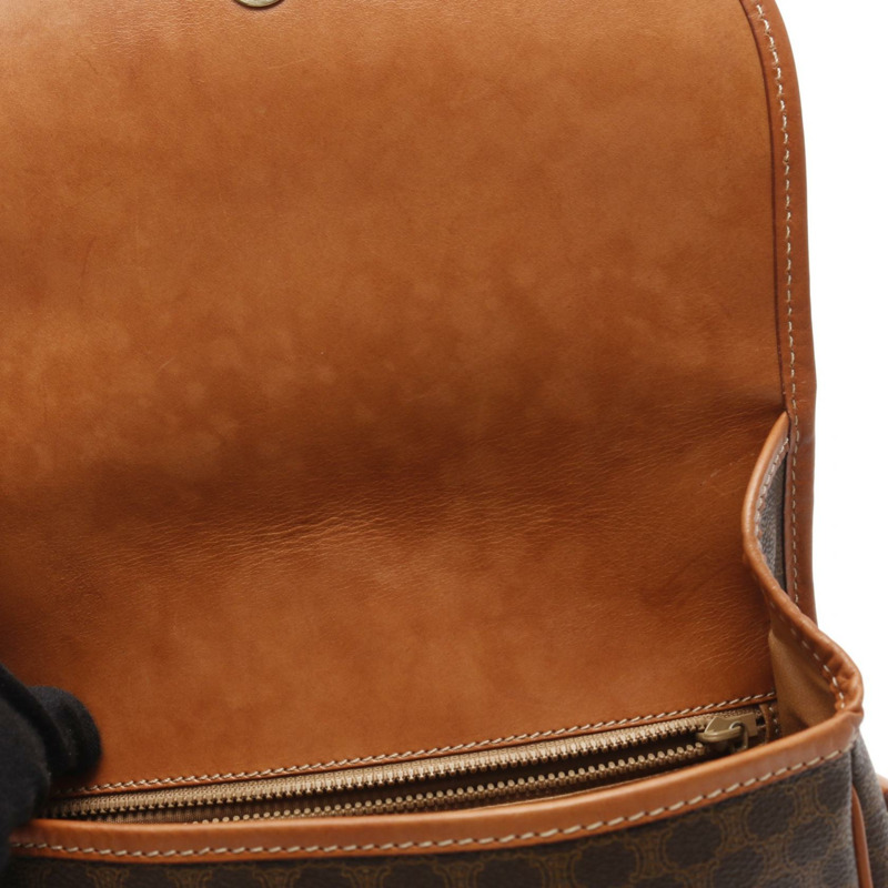 CELINE Macadam 斜背單肩包 PVC塗層帆布皮革 棕色 二手 女士-4