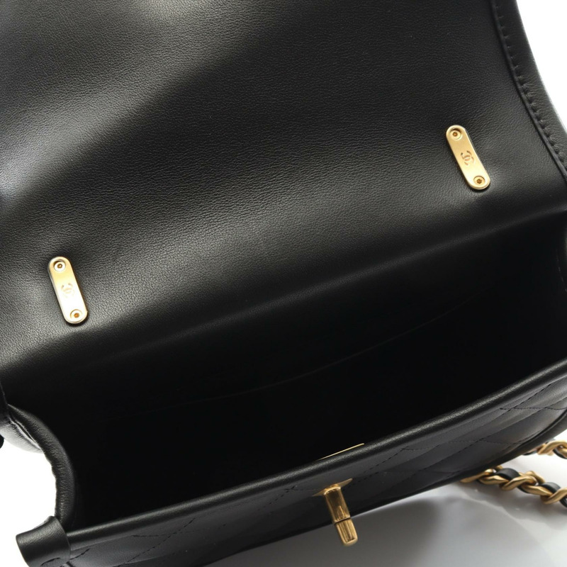 香奈兒 (CHANEL) 絎縫鏈條肩背斜背包 AS4850 黑色皮革二手金色五金-5