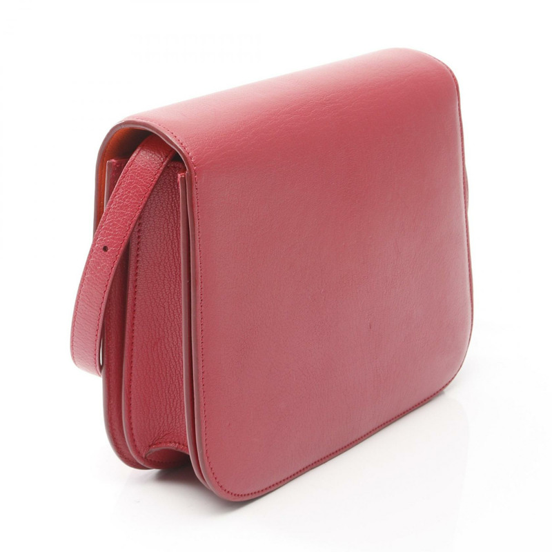 CELINE 經典 Box 中型單肩包 164173 皮革 紅色 橙色 二手 女士 SHW-1