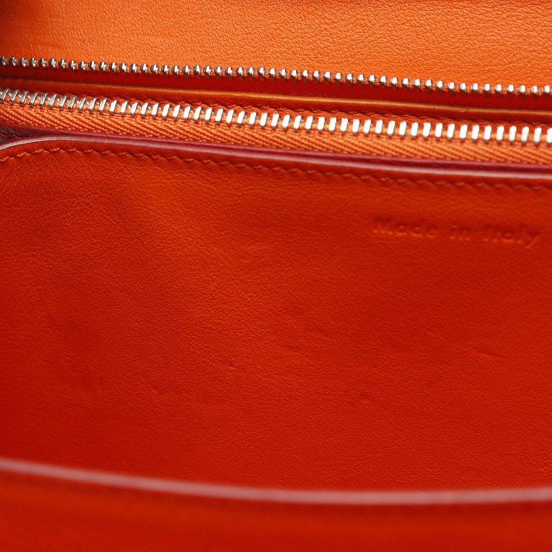 CELINE 經典 Box 中型單肩包 164173 皮革 紅色 橙色 二手 女士 SHW-4
