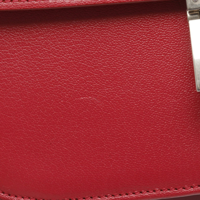 CELINE 經典 Box 中型單肩包 164173 皮革 紅色 橙色 二手 女士 SHW-5